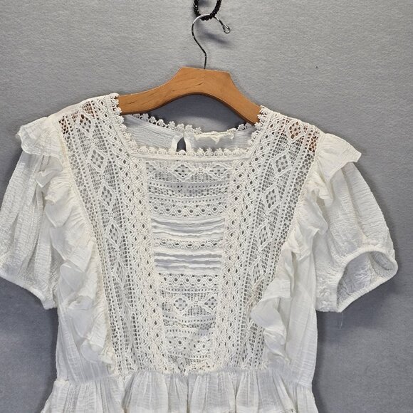 Treasure & Bond Shirt Womens Sz M Short Sleeve Peplum Top  White - Picture 6 of 13